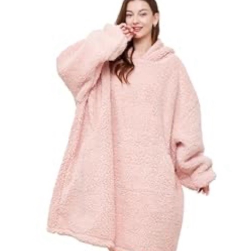 Cozy Pink Oversized Sherpa Hoodie